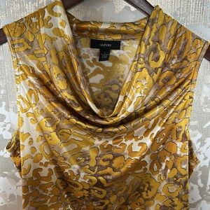 Alfani Gold Draped Blouse Sz L